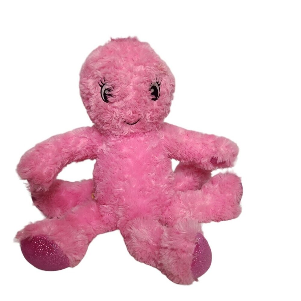Build A Bear Oodles of Fun Octopus Bright Pink Stuffed Plush Sparkle Paws